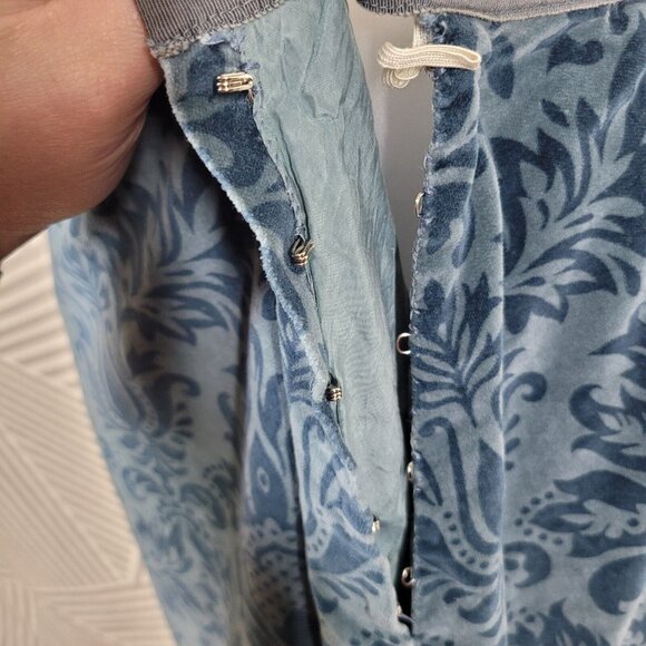 Vtg Bill Atkinson 60s Velvet Skirt Sz XS Small 25" Waist Blue Jaquard Long Maxi - Picture 4 of 8